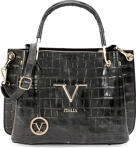 registered trademark of versace 19.69 croc embossed leather satchel|V ITALIA MADE IN ITALY Registered Trademark of Versace .